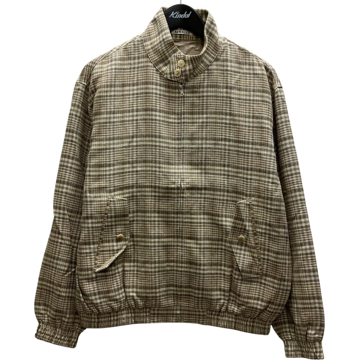 SILK LINEN CHECK BZ ジップチェックブルゾン