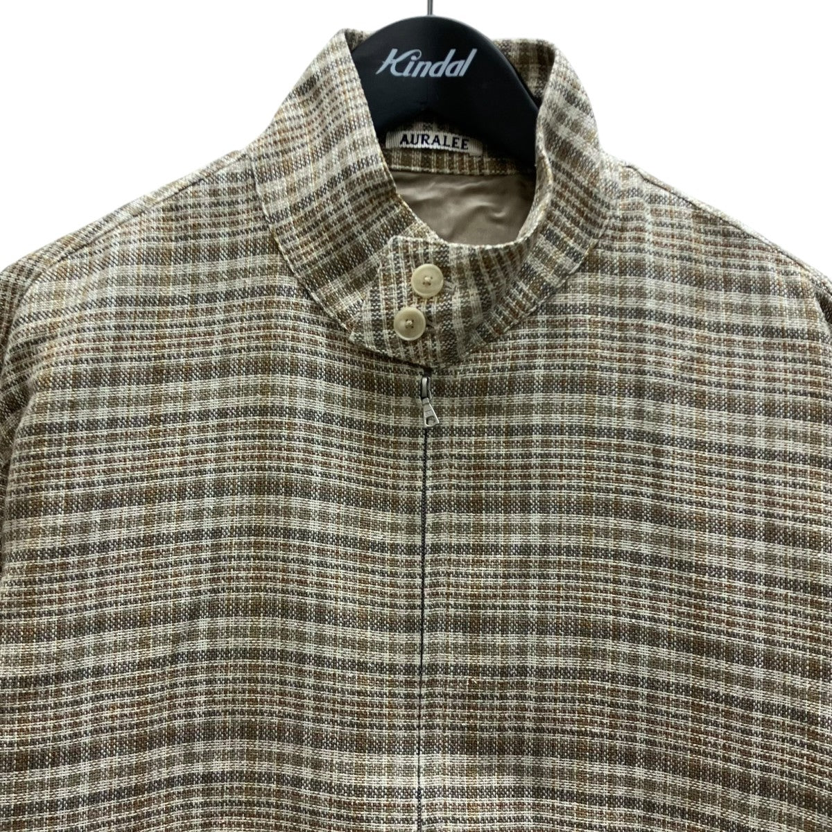 SILK LINEN CHECK BZ ジップチェックブルゾン