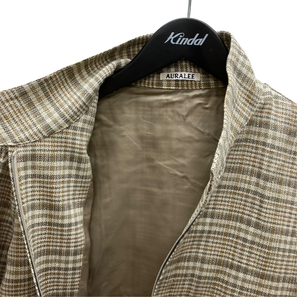 AURALEE(オーラリー) SILK LINEN CHECK BZ ジップチェックブルゾン