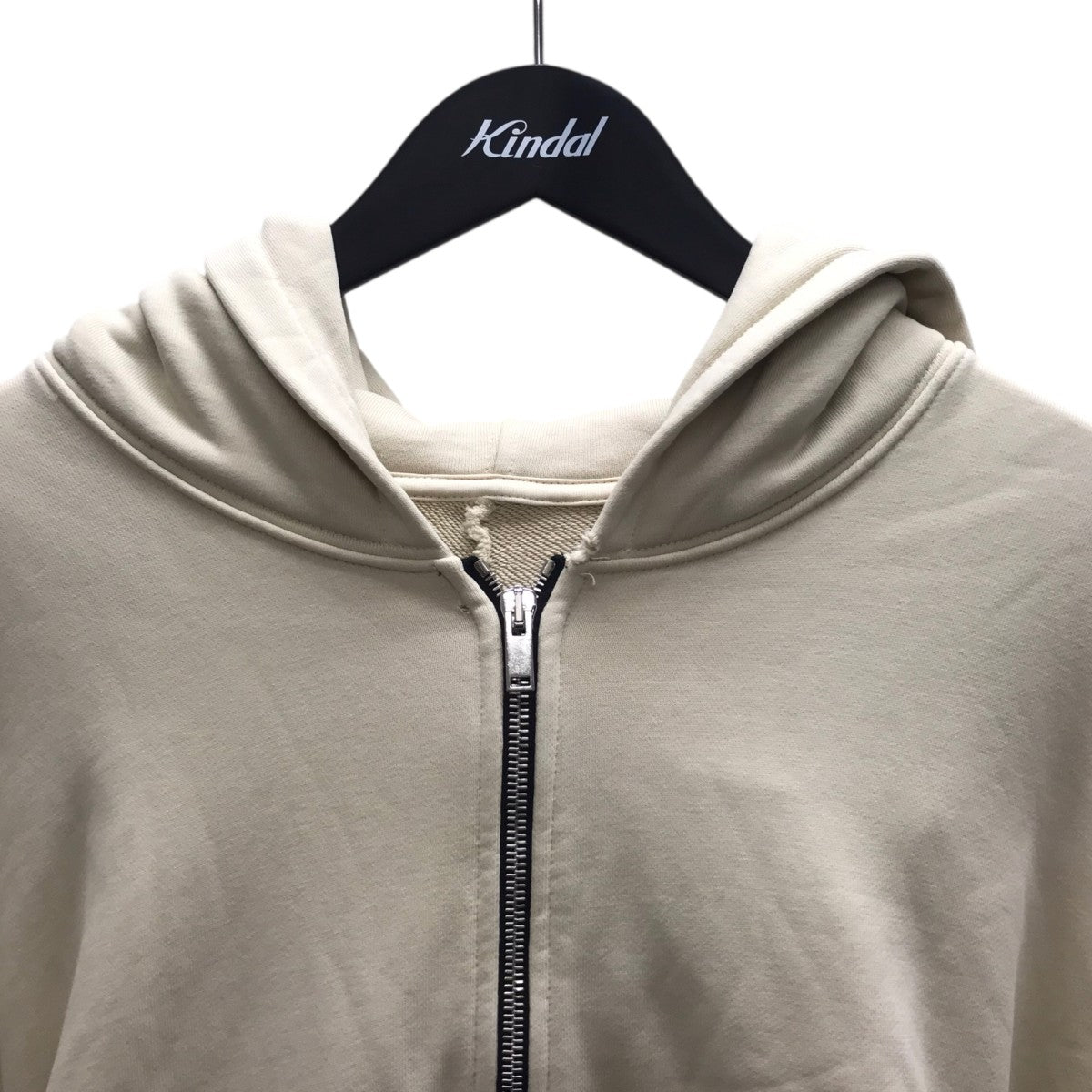 SHORT HOODIE ZIP UP W ELASTIC   KHAジップパーカー