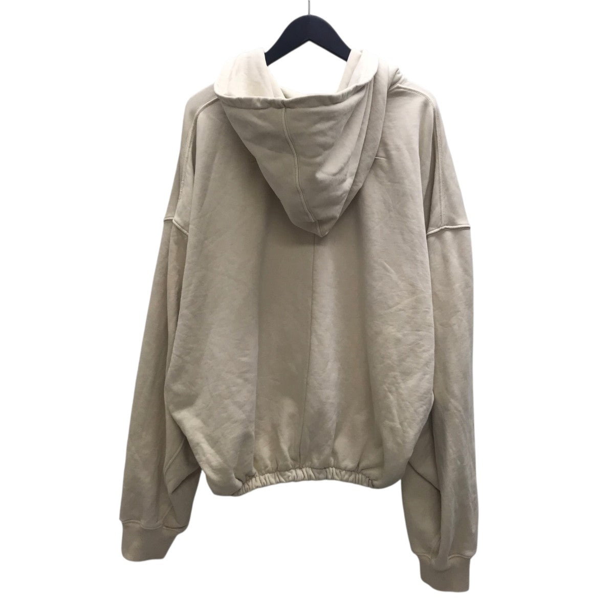 SHORT HOODIE ZIP UP W ELASTIC   KHAジップパーカー