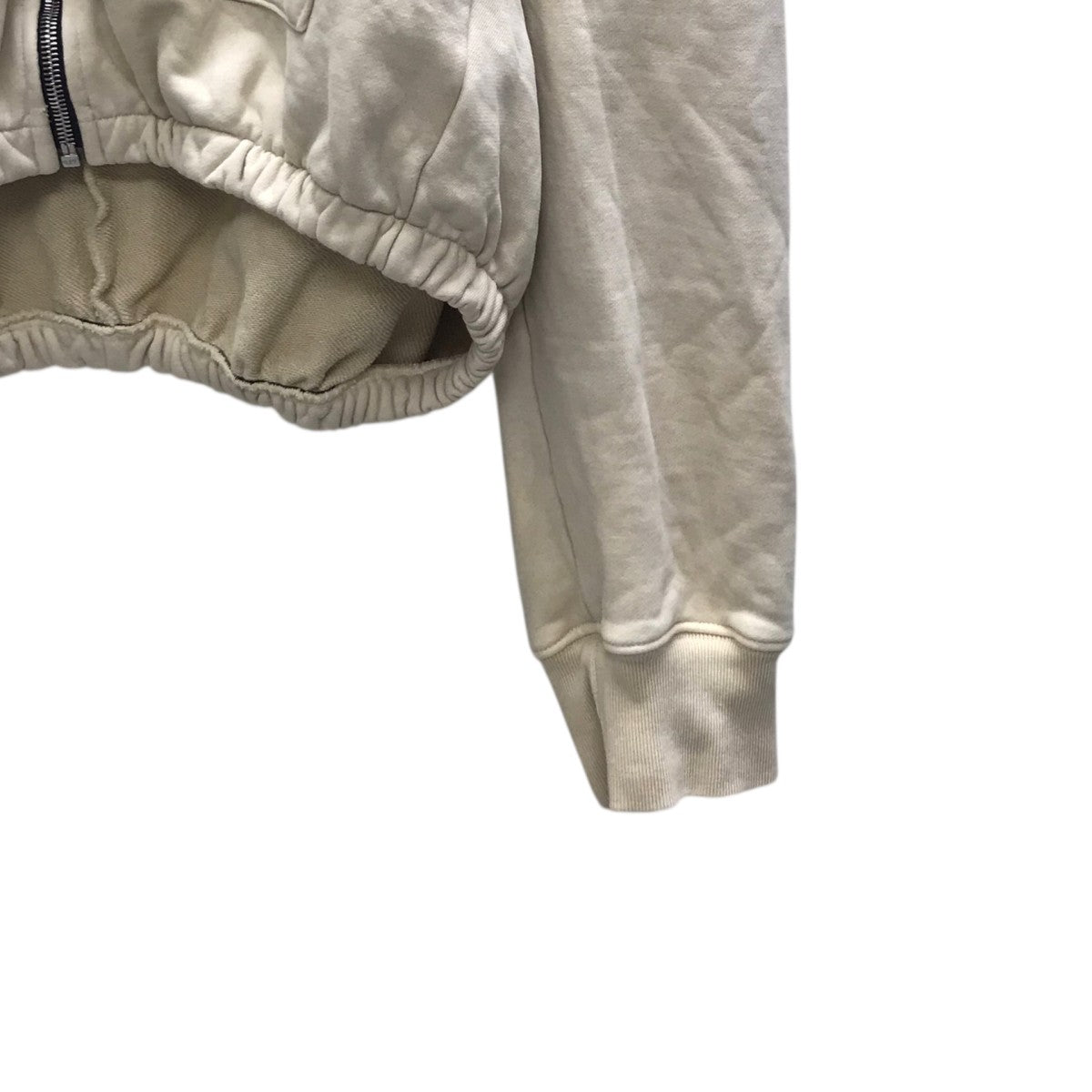 SHORT HOODIE ZIP UP W ELASTIC   KHAジップパーカー