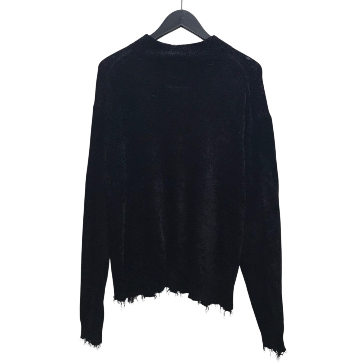 Distressed High Neck Knit Cardigan ベロアジップジャケット
