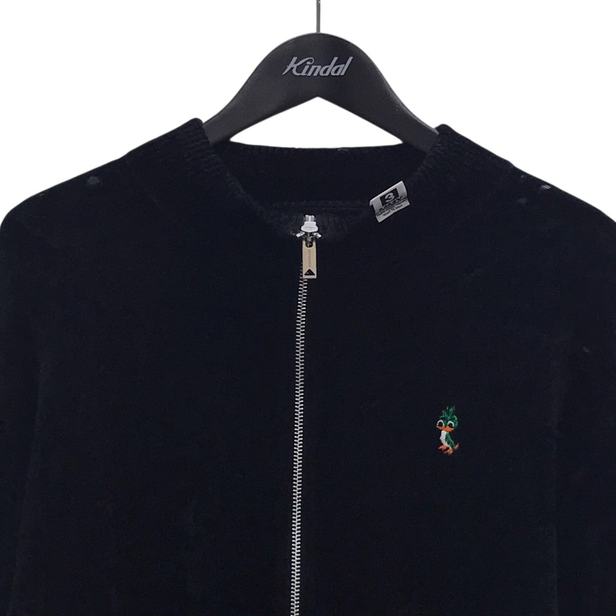 Distressed High Neck Knit Cardigan ベロアジップジャケット