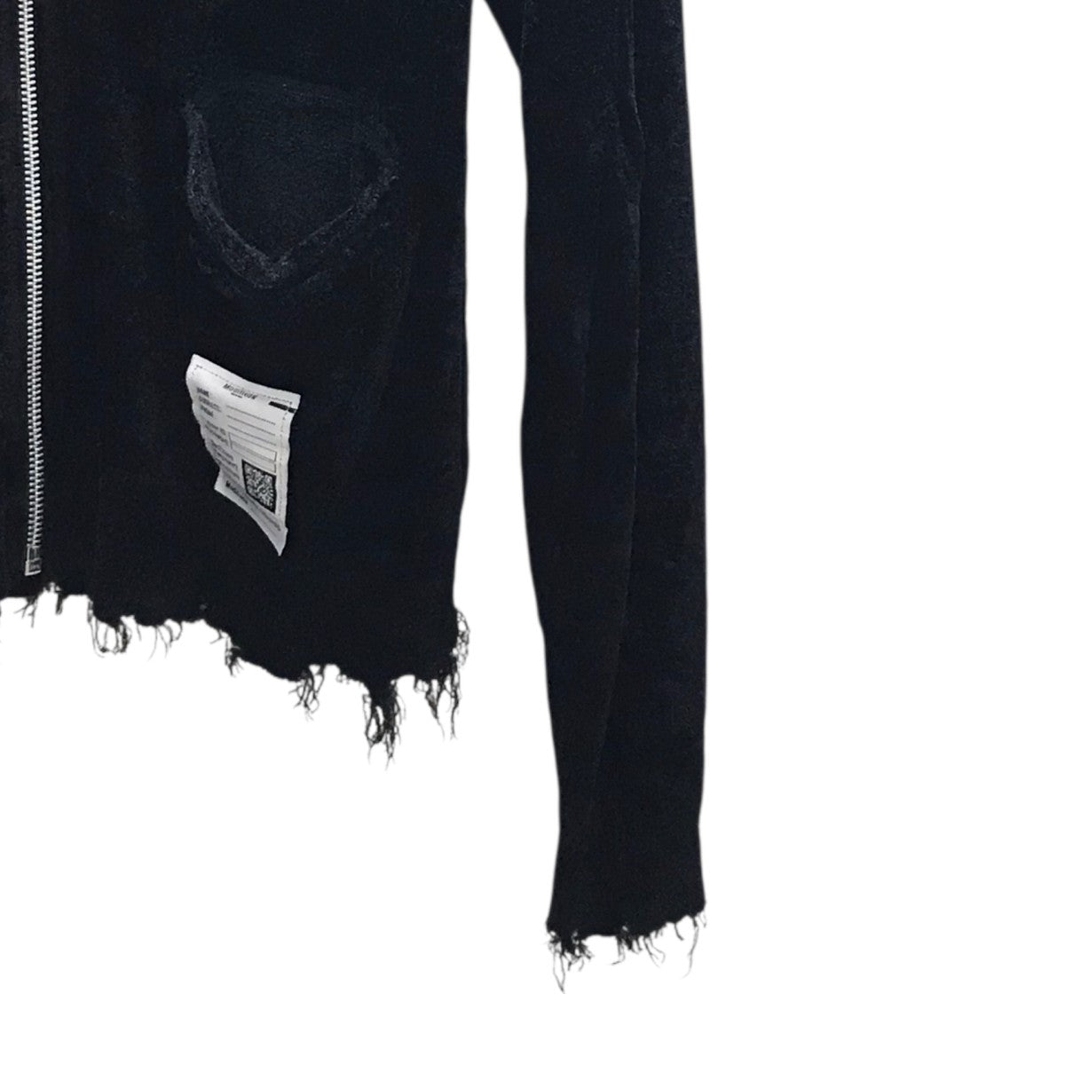 Distressed High Neck Knit Cardigan ベロアジップジャケット