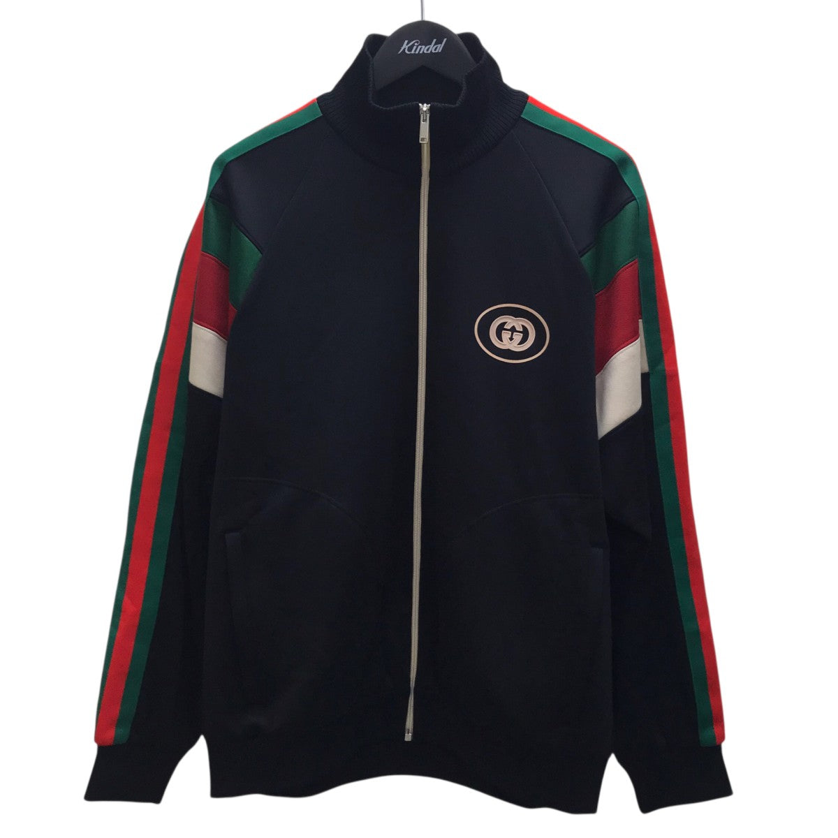 Logo-Print Striped Webbing-Trimmed Jersey Bomber Jacket ストライプネオプレンジップジャケット