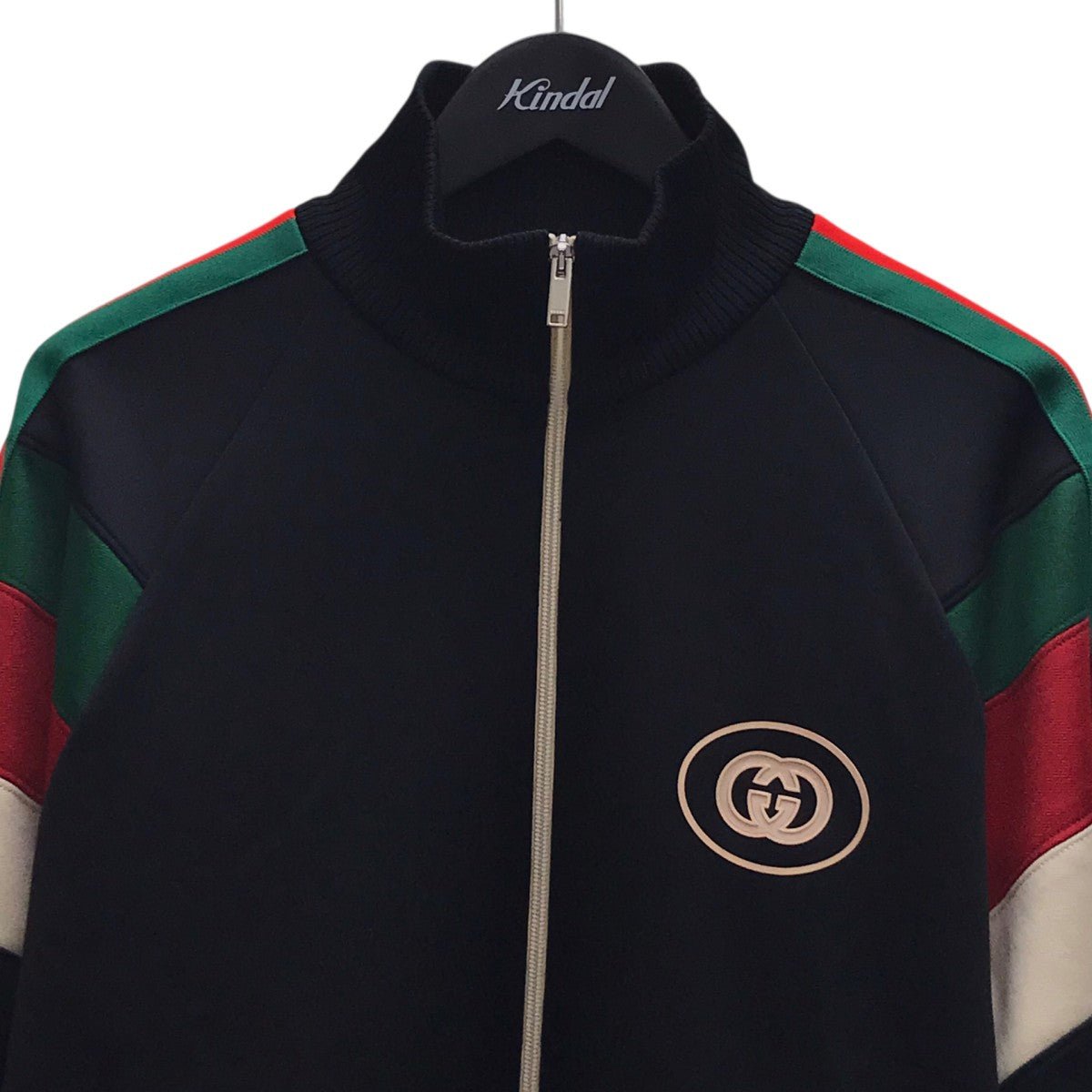 Logo-Print Striped Webbing-Trimmed Jersey Bomber Jacket ストライプネオプレンジップジャケット