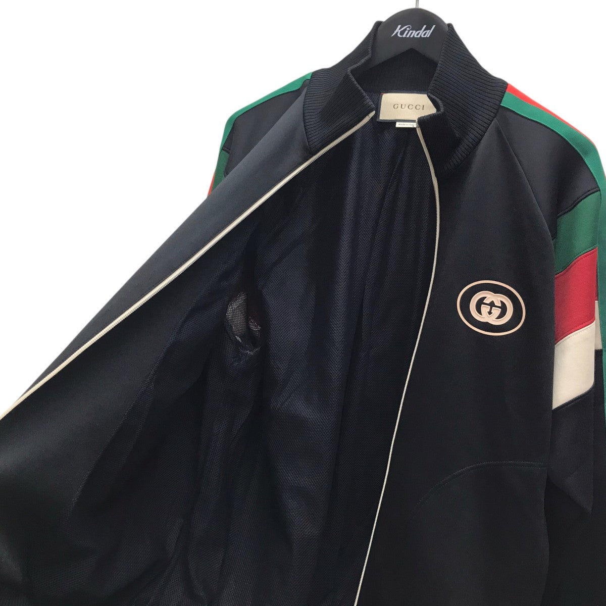 Logo-Print Striped Webbing-Trimmed Jersey Bomber Jacket ストライプネオプレンジップジャケット