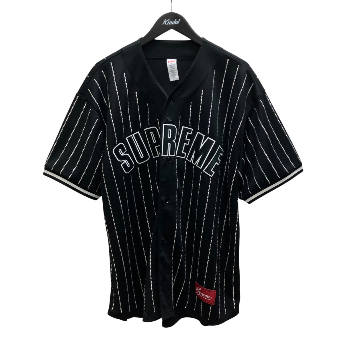 rhinestone stripe baseball jerseyラインストーン半袖シャツ