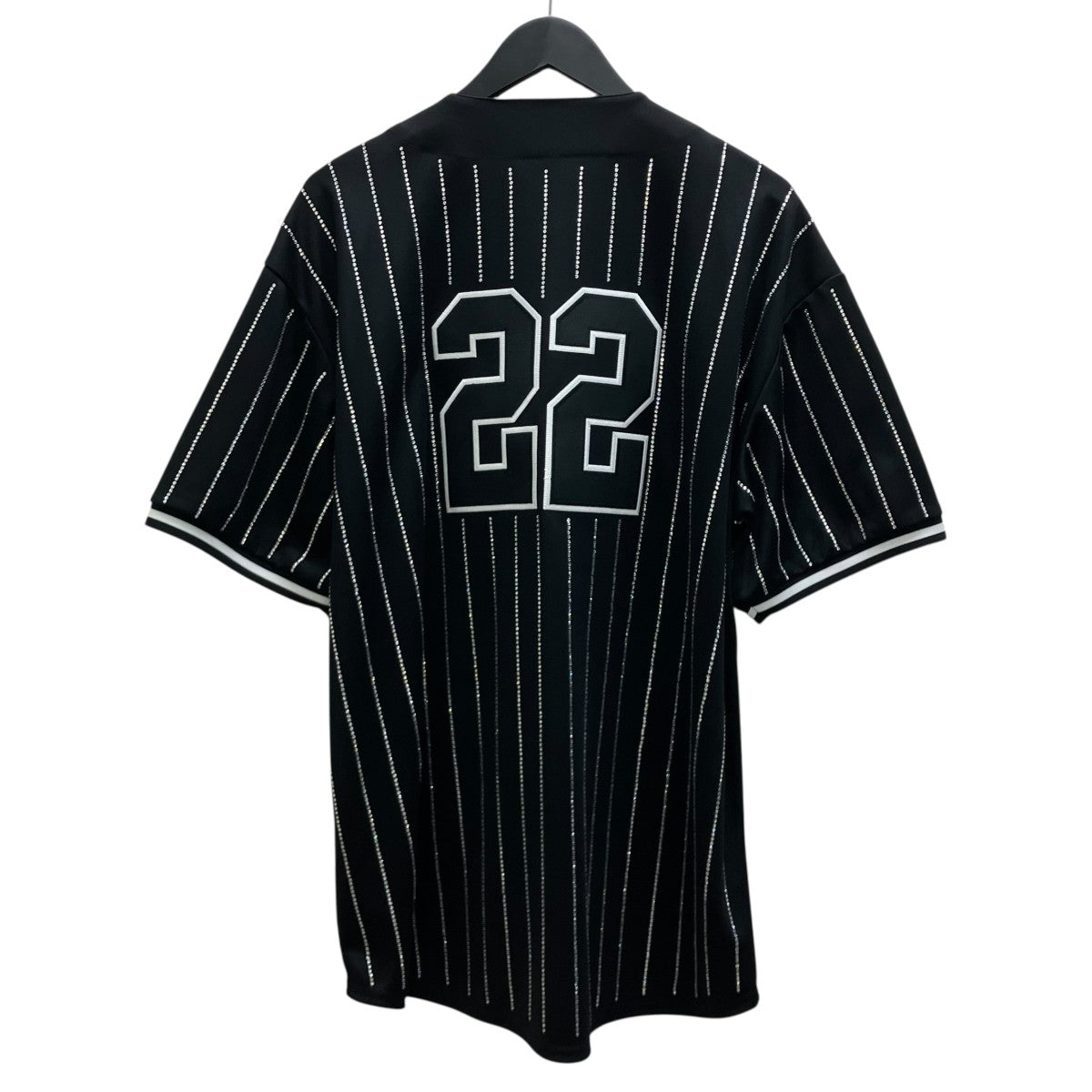 rhinestone stripe baseball jerseyラインストーン半袖シャツ