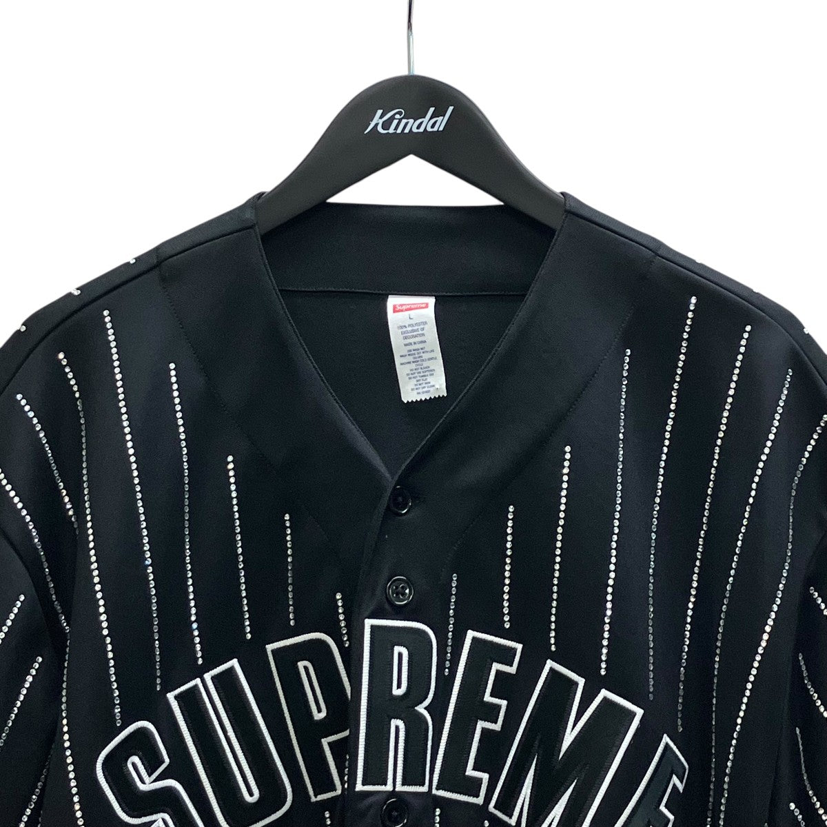 rhinestone stripe baseball jerseyラインストーン半袖シャツ