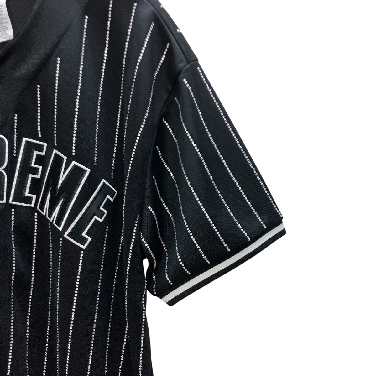 rhinestone stripe baseball jerseyラインストーン半袖シャツ