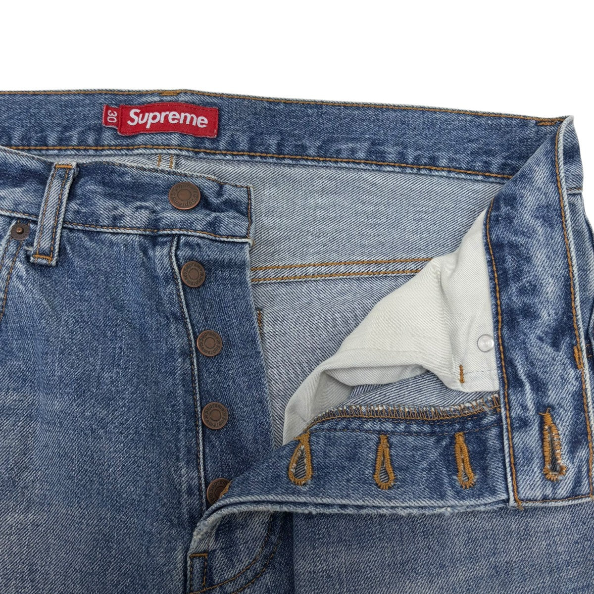 Distressed Loose Fit Selvedgeデニムパンツ