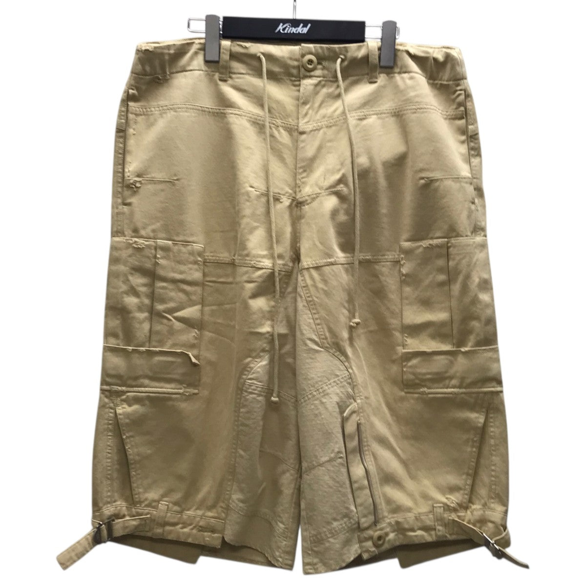 UPSIDE CARGO SHORTS   BEI ダメージ加工ハーフパンツ