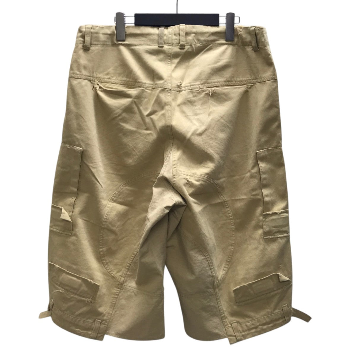 UPSIDE CARGO SHORTS   BEI ダメージ加工ハーフパンツ