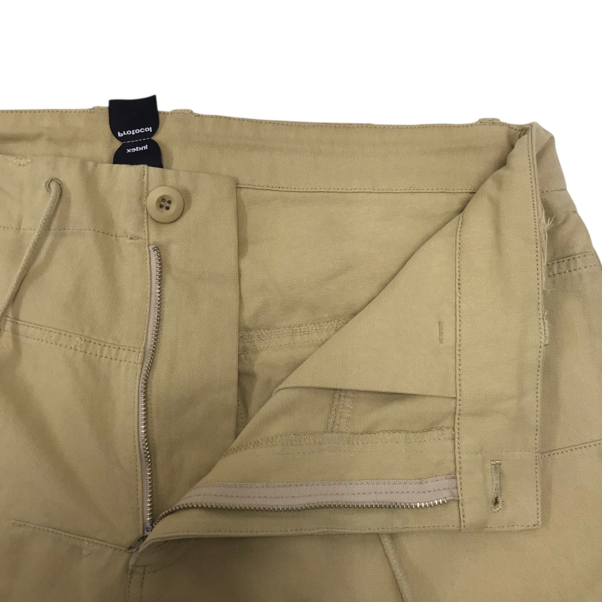 UPSIDE CARGO SHORTS   BEI ダメージ加工ハーフパンツ