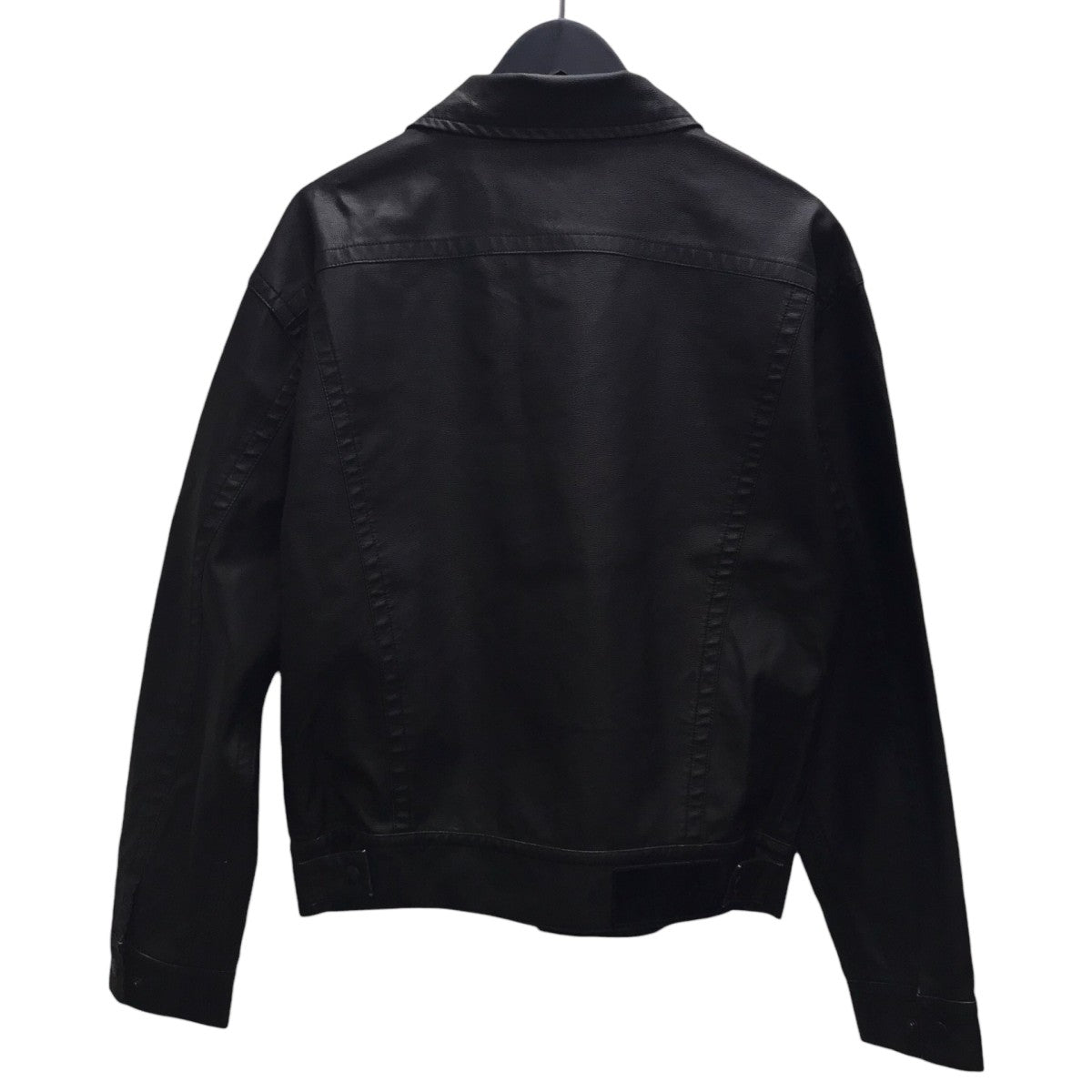 WOKE EDGE Fake Leather Trucker Jacketフェイクレザージャケット 古着・中古-2枚目のアイテム画像