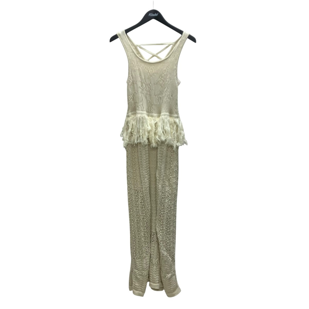 multi pattern jacquard fringe knit OP フリンジニットワンピース