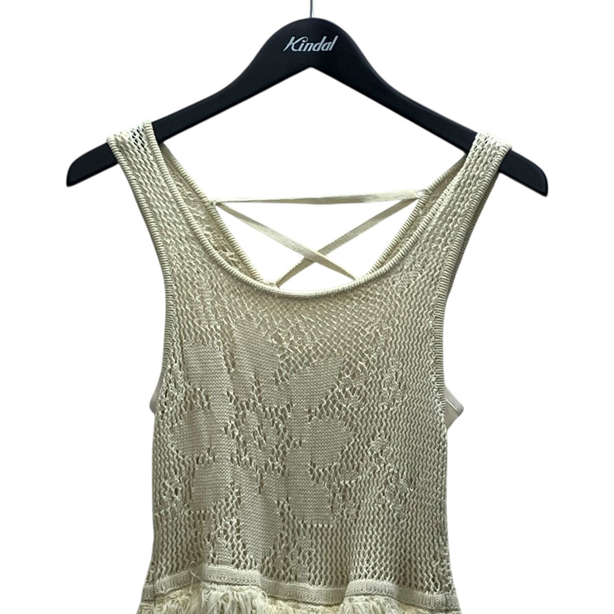 multi pattern jacquard fringe knit OP フリンジニットワンピース