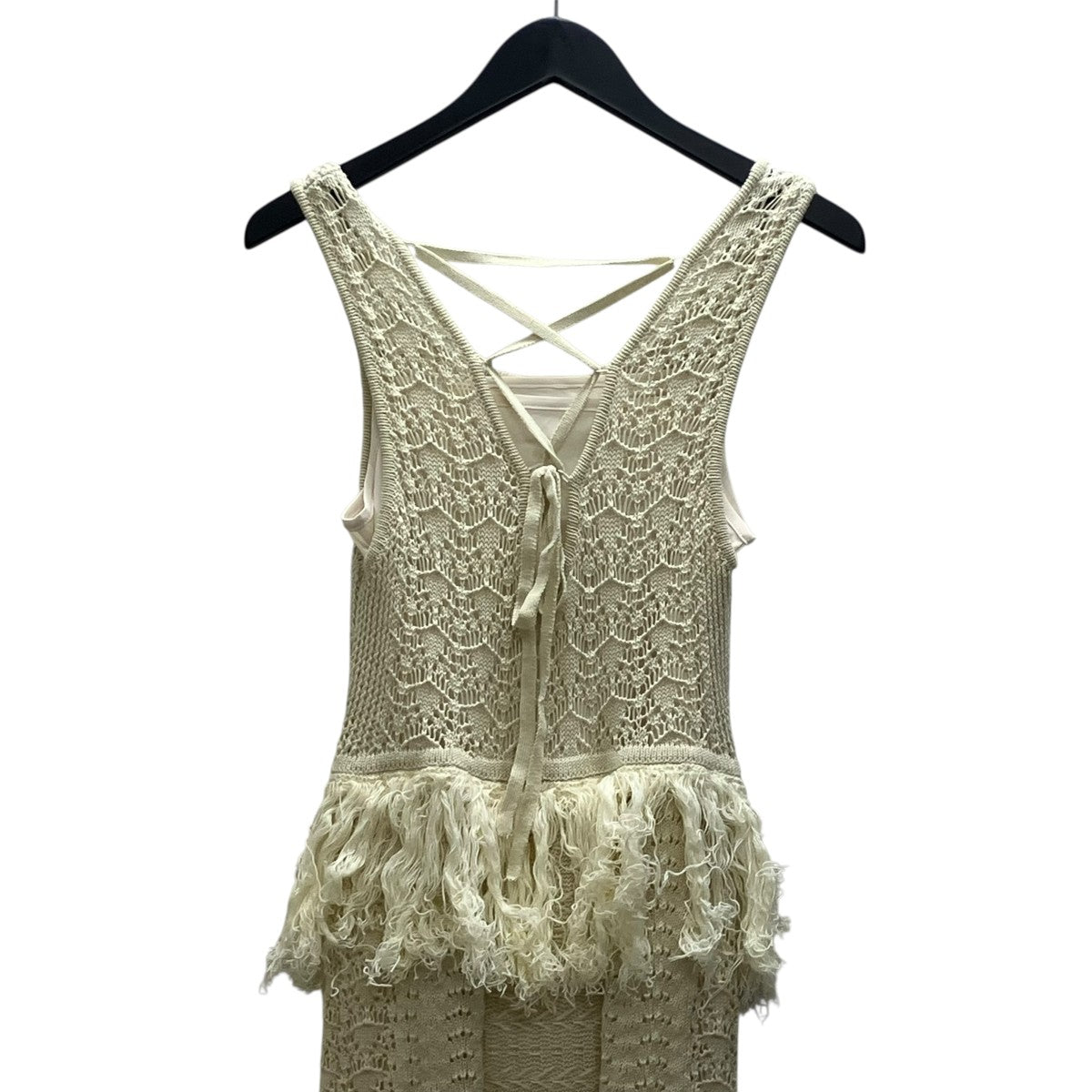 multi pattern jacquard fringe knit OP フリンジニットワンピース