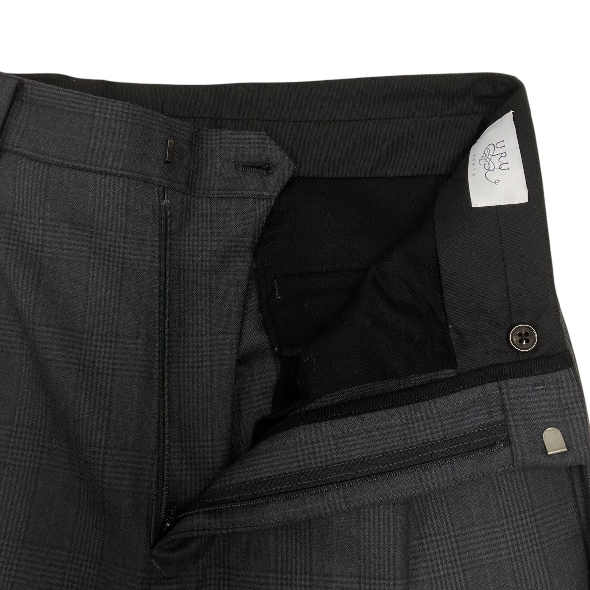 WOOL GLEN CHECK - 1 TUCK PANTS スラックス