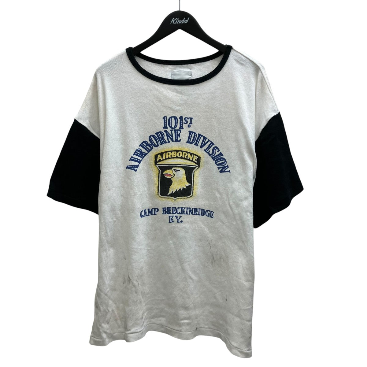 101ST AIRBORNE DIV． RIBBED SS CS AGED USED加工プリントTシャツ