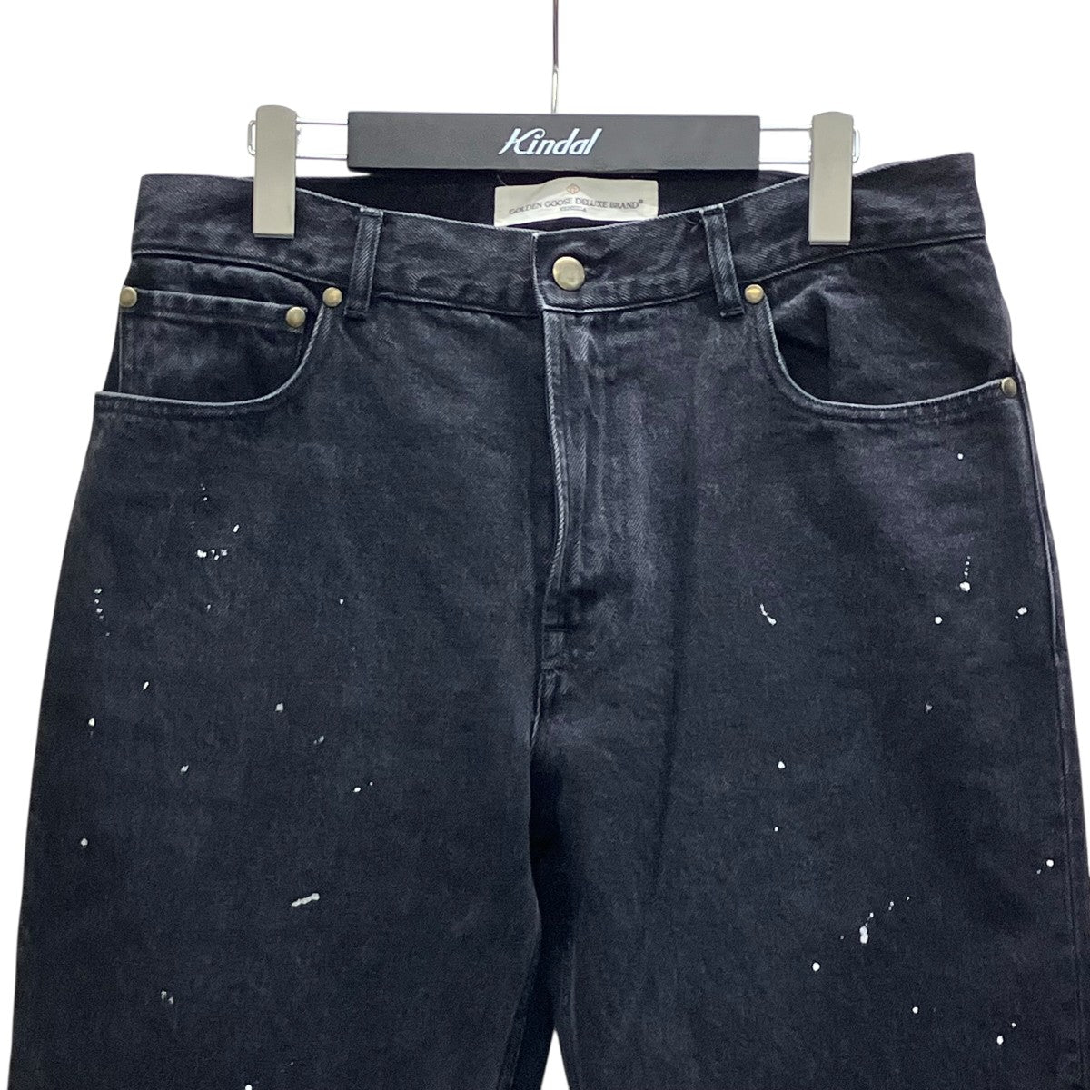 Golden Wide in Black Washed ＆ White Paint デニムパンツ