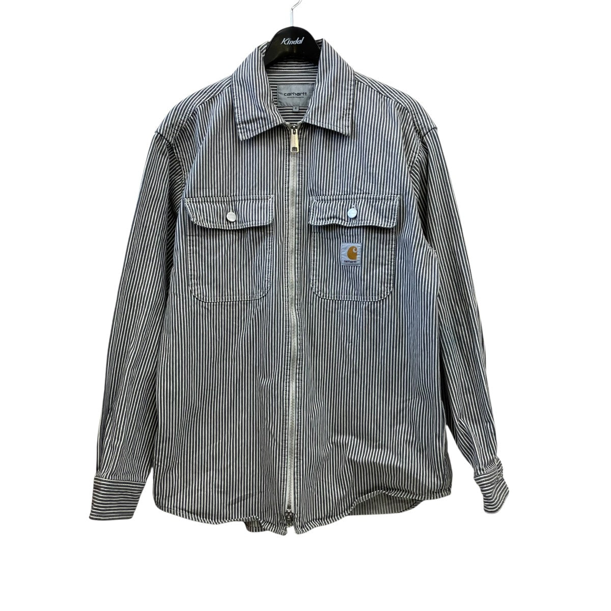 26SSMercer Shirt Jac - Mercer Stripe， Graphite   Wax， Stone washedストライプジップジャケットI036495