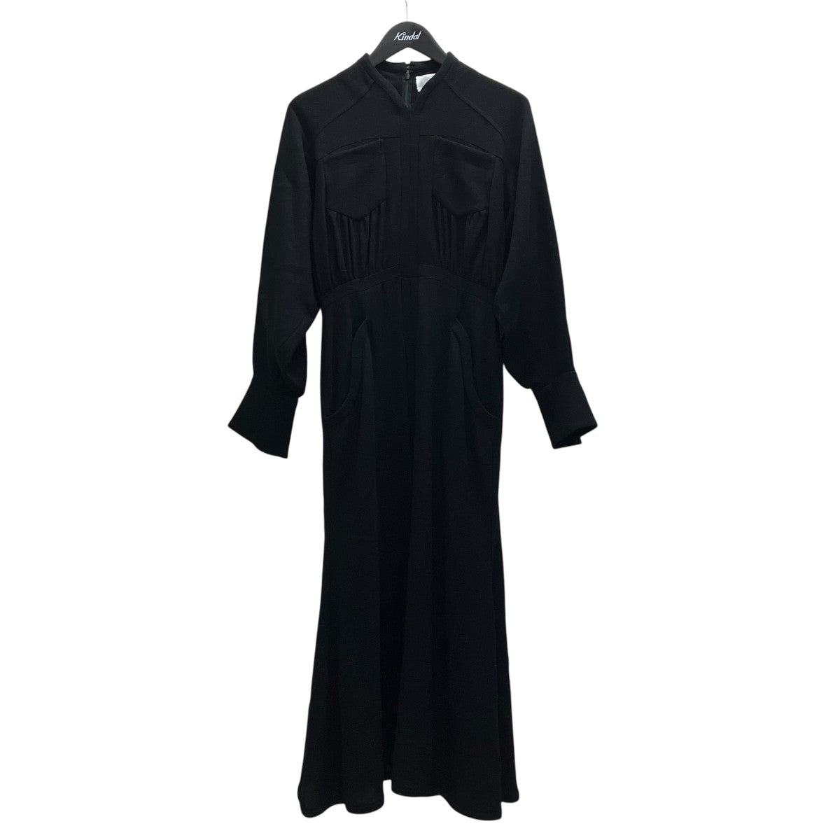 Wool Georgette Flare Dress 長袖ワンピース