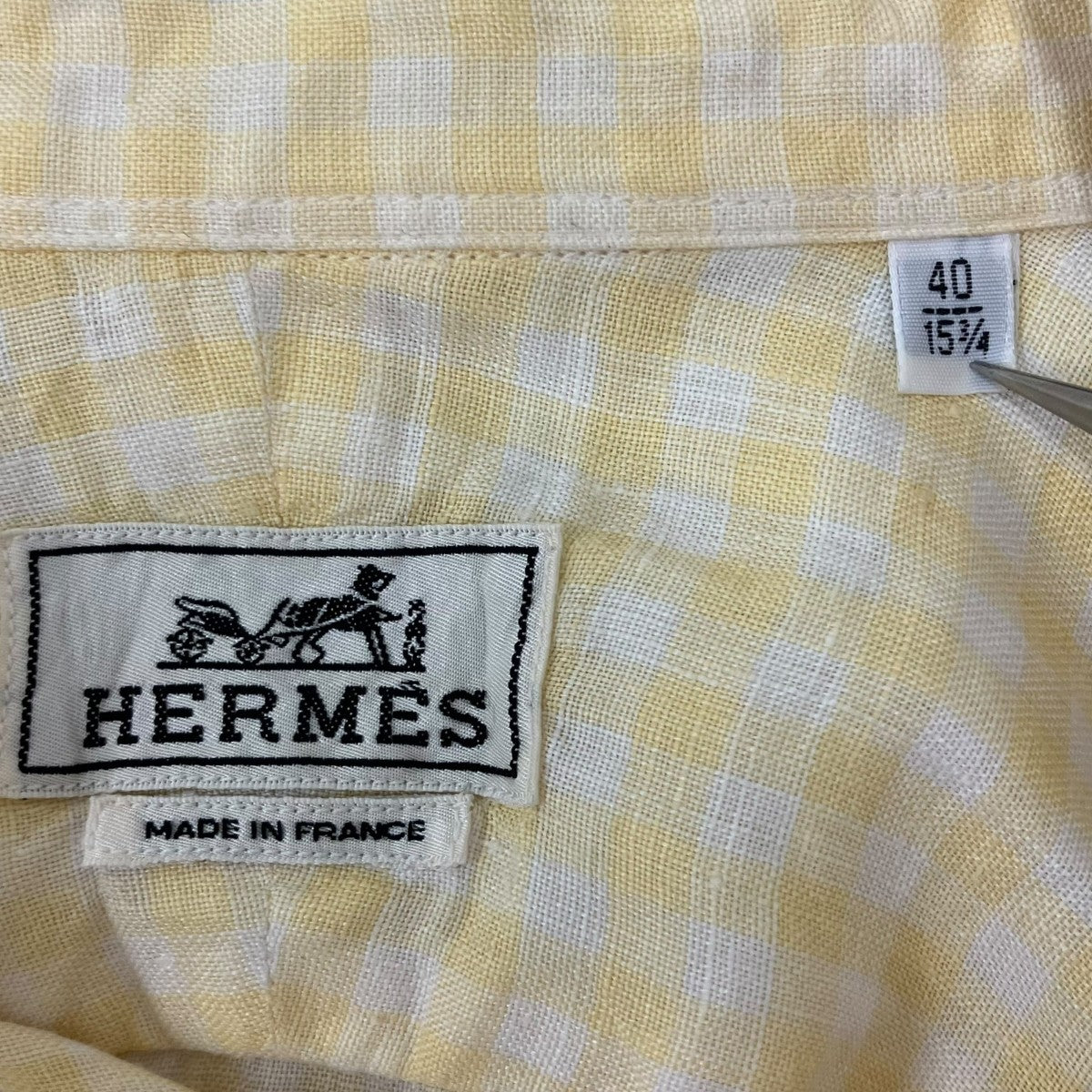 リネンチェックシャツ