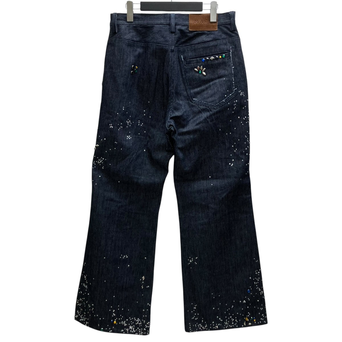 GA**XY PIQUE WORK TROUSERS INDIGO ビジューラインストーンデニムパンツ