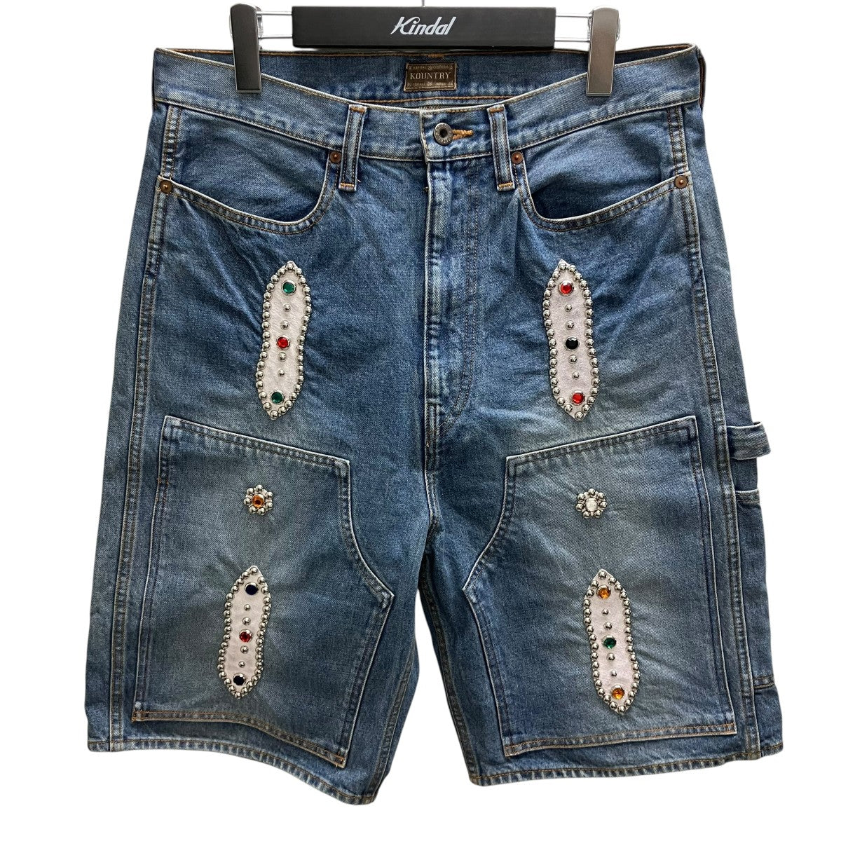 24SS14oz DENIM SHORTS STUDS REMAKE スタッズリメイクデニムハーフパンツ
