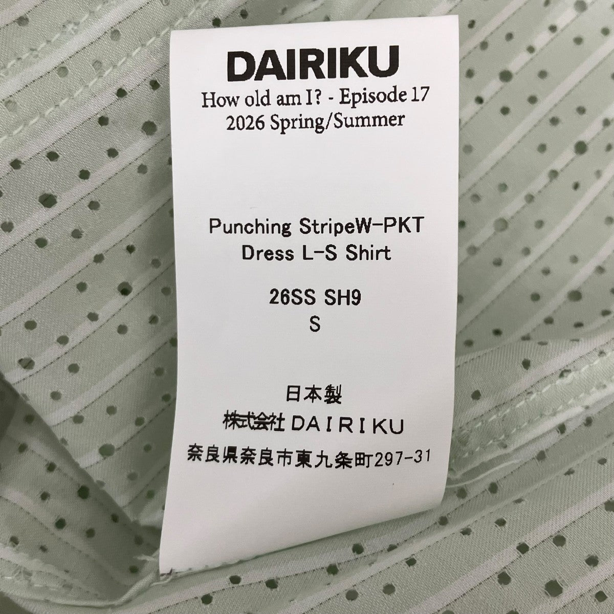 DAIRIKU(ダイリク) 26SSPARADOX Punching Stripe W PKT Dress L S