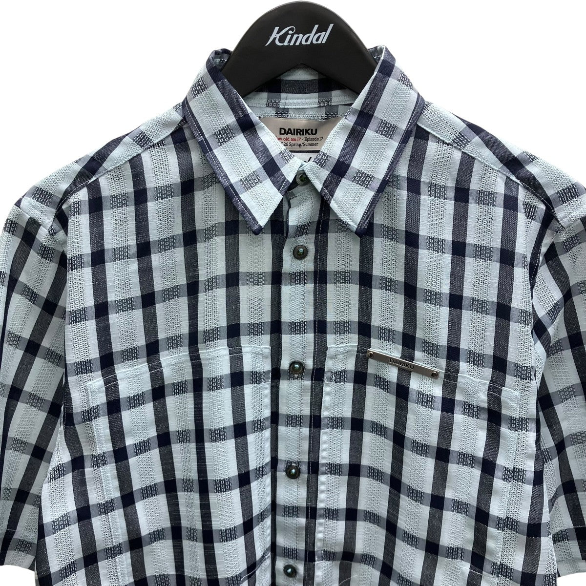 26SSLENO WEAVE W PKT DRESS H S SHIRT シースルーチェック半袖シャツ