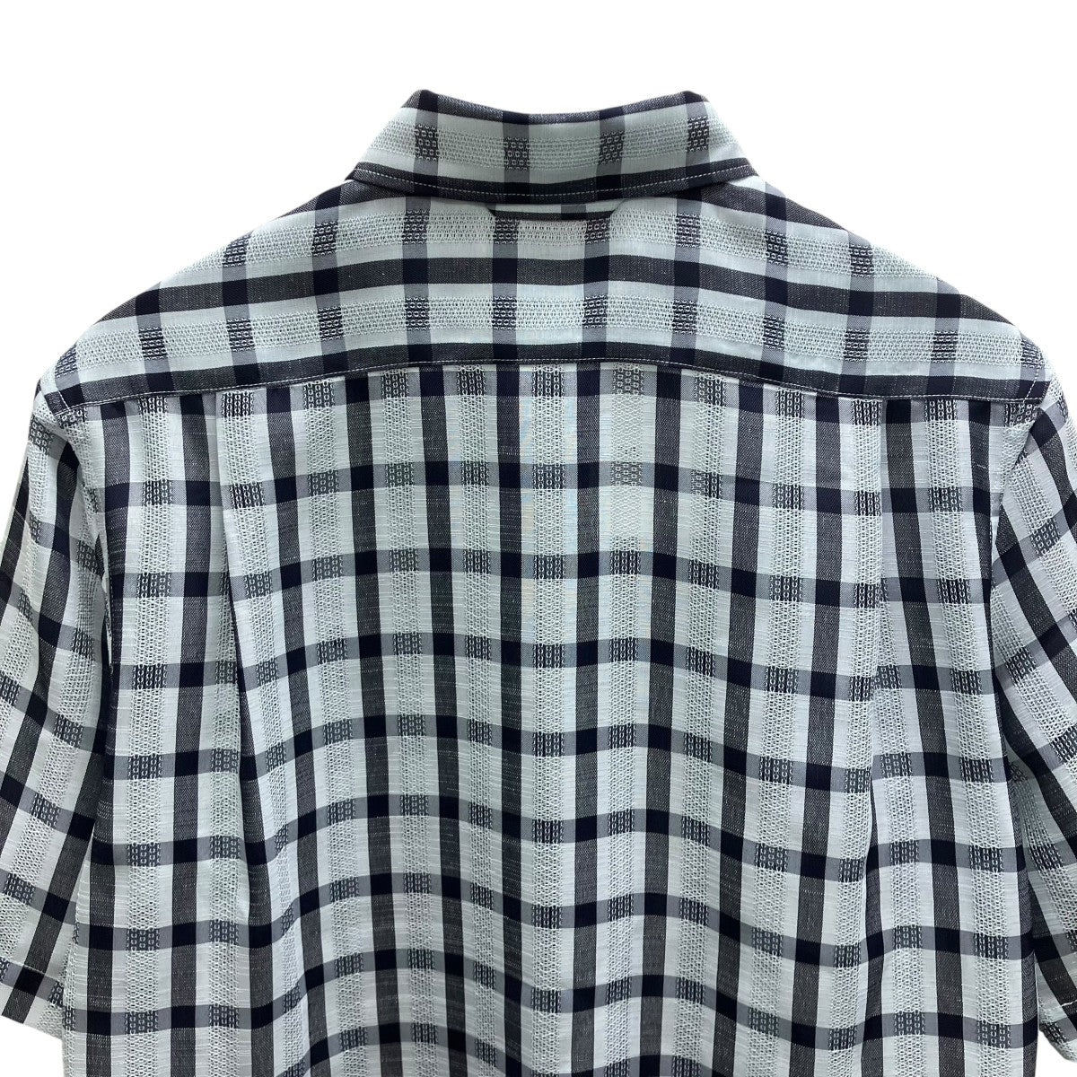 26SSLENO WEAVE W PKT DRESS H S SHIRT シースルーチェック半袖シャツ