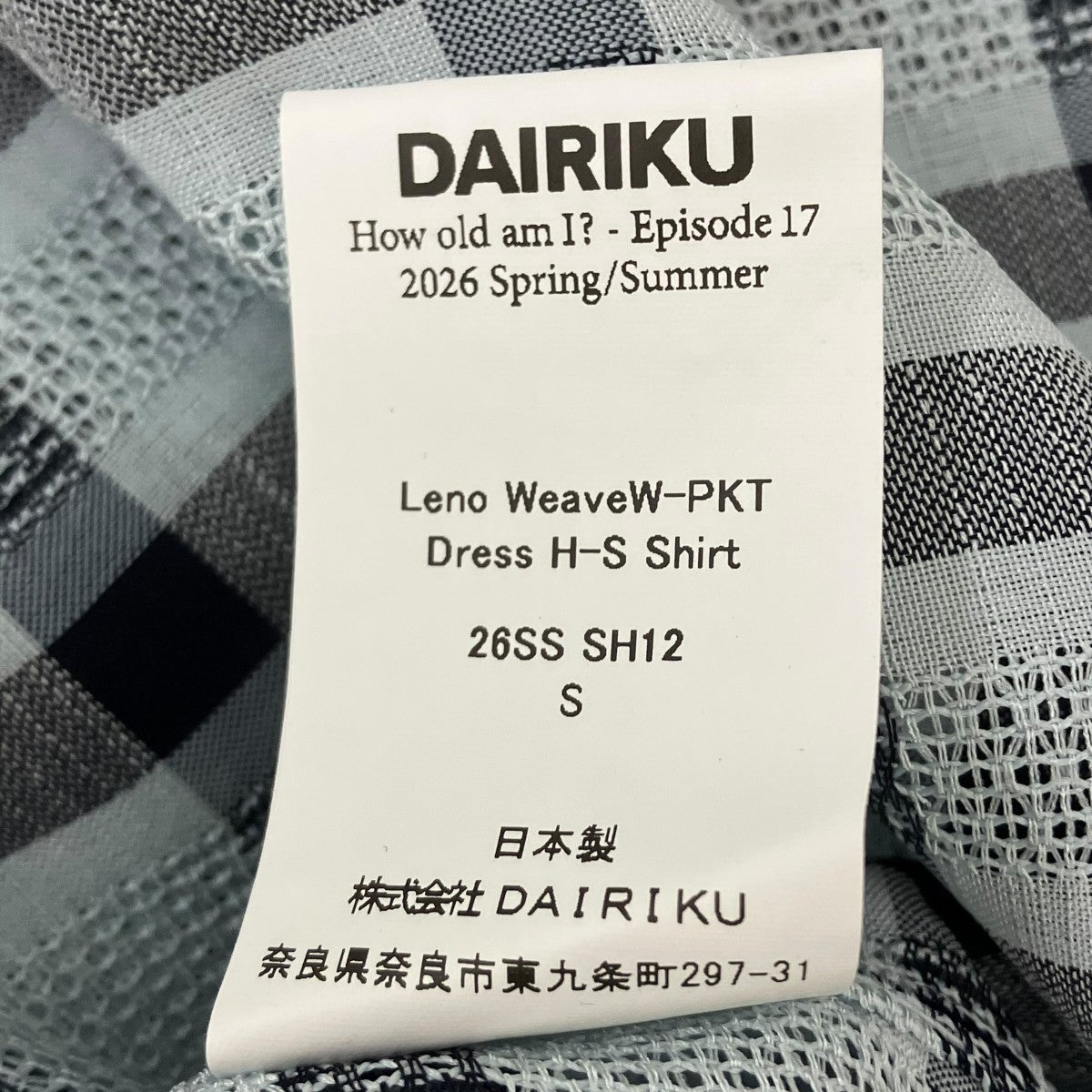 26SSLENO WEAVE W PKT DRESS H S SHIRT シースルーチェック半袖シャツ
