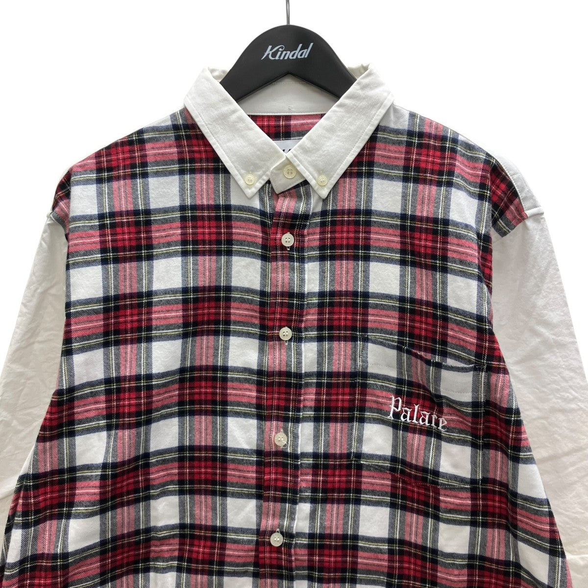CHECK PANEL CHAMRAY SHIRT長袖シャツ