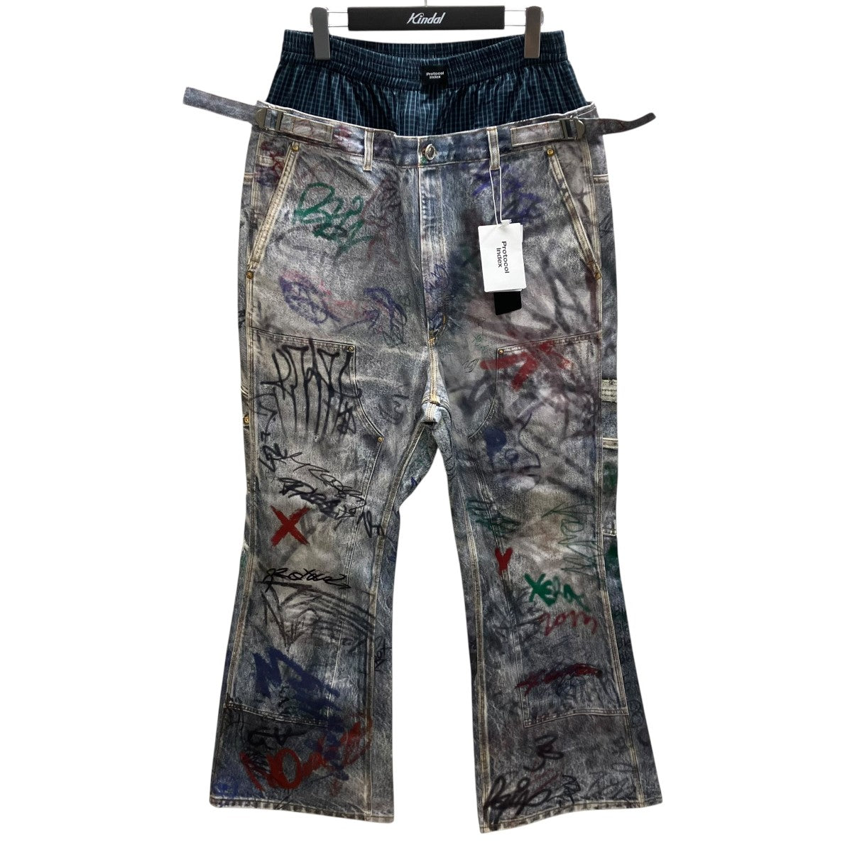 GRAFFITI TROMPE-L’OEIL LAYERED PANTS レイヤードデニムパンツ
