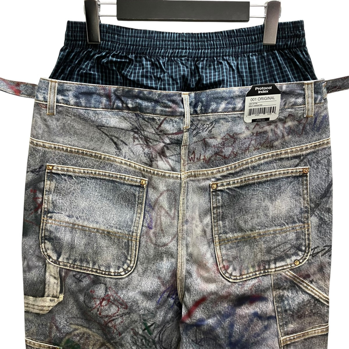 GRAFFITI TROMPE-L’OEIL LAYERED PANTS レイヤードデニムパンツ