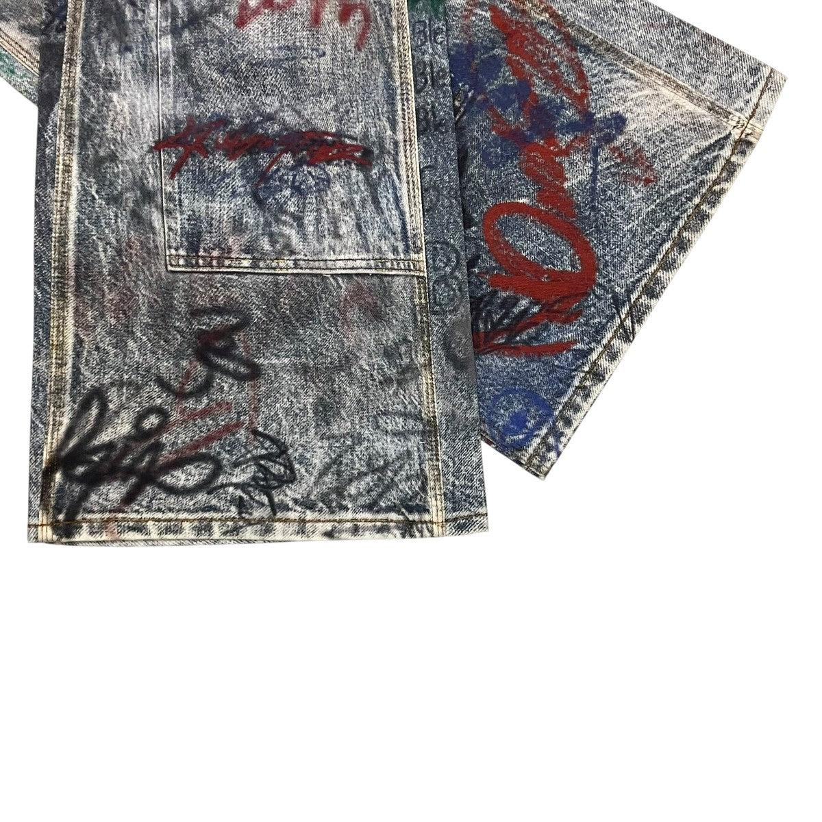 GRAFFITI TROMPE-L’OEIL LAYERED PANTS レイヤードデニムパンツ