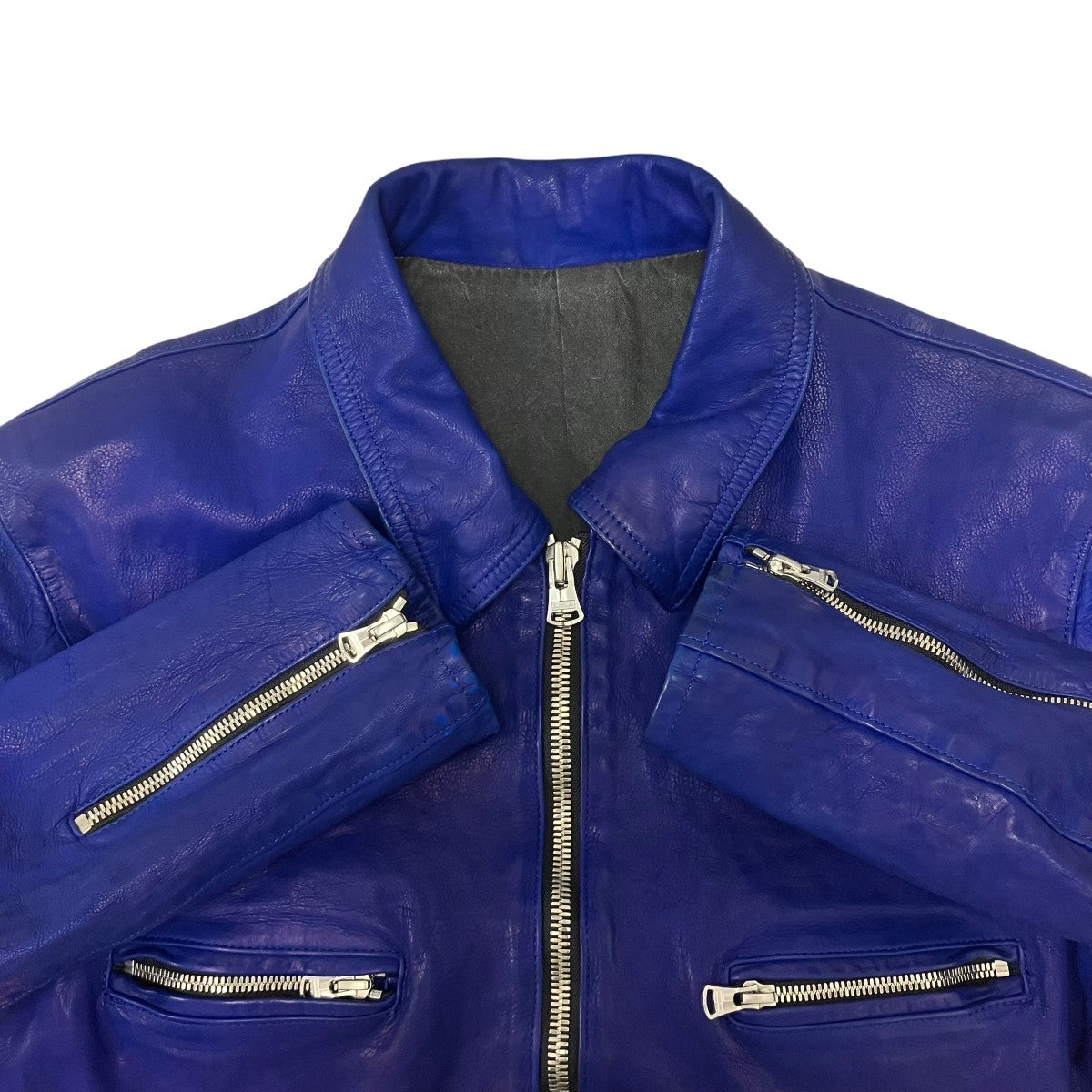 Yohji Yamamoto pour homme BL JAPAN CALF SKIN GARMENT DYED SINGLE RIDERS ジャパンカーフタンニンレザーライダースジャケット 古着・中古-5枚目のアイテム画像