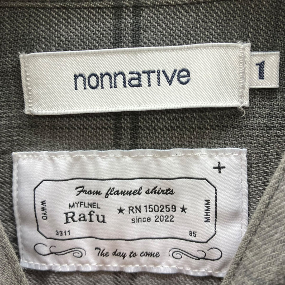 nonnative×RAFU OFFICER STAND COLLAR L S SHIRT COTTON TWILL OMBRE CHECK チェックシャツ 古着・中古-4枚目のアイテム画像