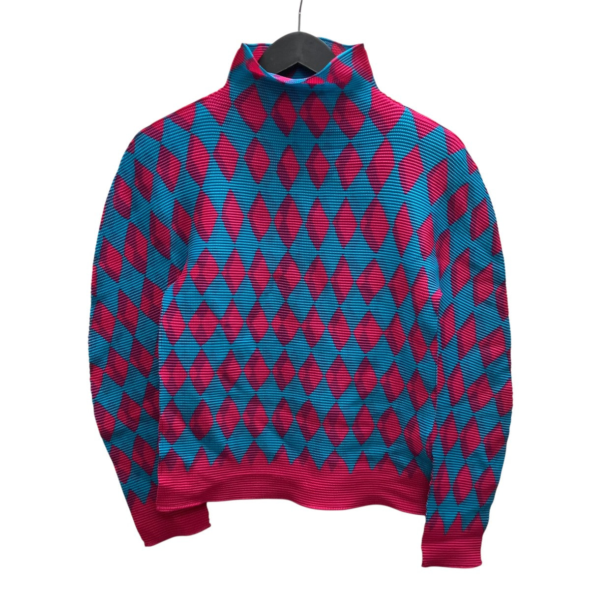 me ISSEY MIYAKE 26SS ダイヤパターンハイネックプリーツカットソー 古着・中古-3枚目のアイテム画像