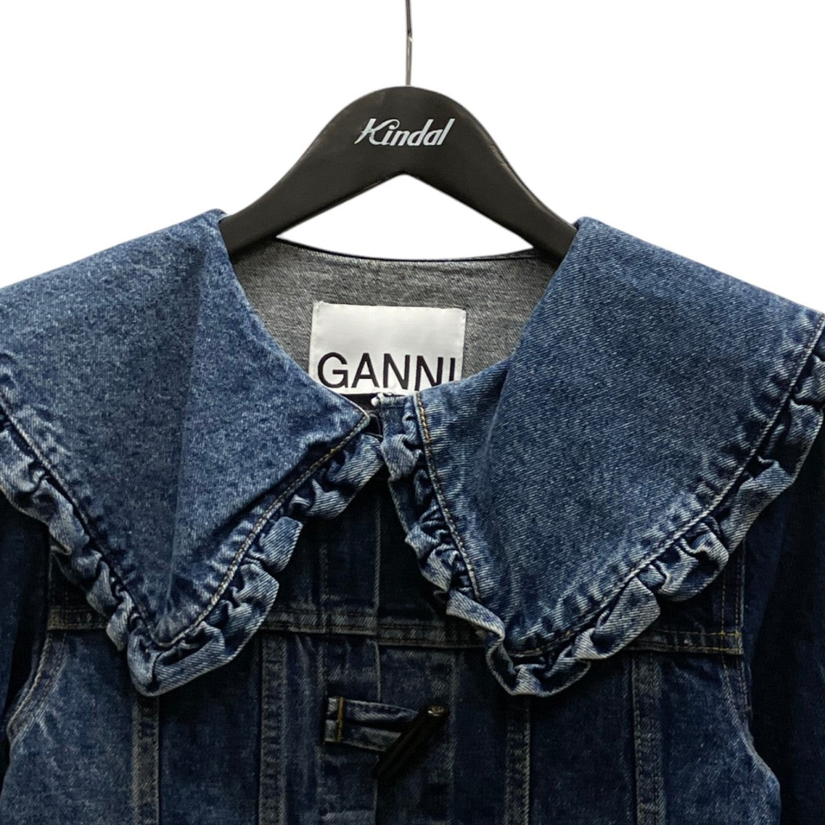 【極美品】GANNI 32 フリル襟 ラッフルカラー デニムジャケット Ganni(ガニー) ラッフルカラーデニムジャケット インディゴ サイズ M