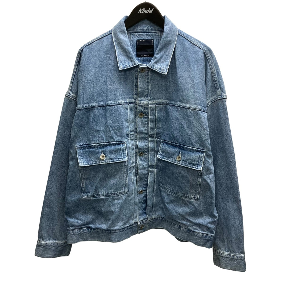 meanswhile Fade Denim Pleated Sleeve Blouse Indigo デニムジャケット 古着・中古-1枚目のアイテム画像