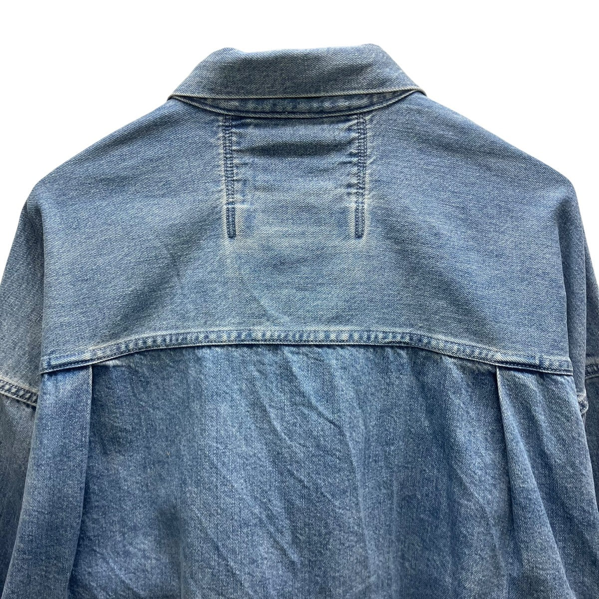 meanswhile Fade Denim Pleated Sleeve Blouse Indigo デニムジャケット 古着・中古-4枚目のアイテム画像