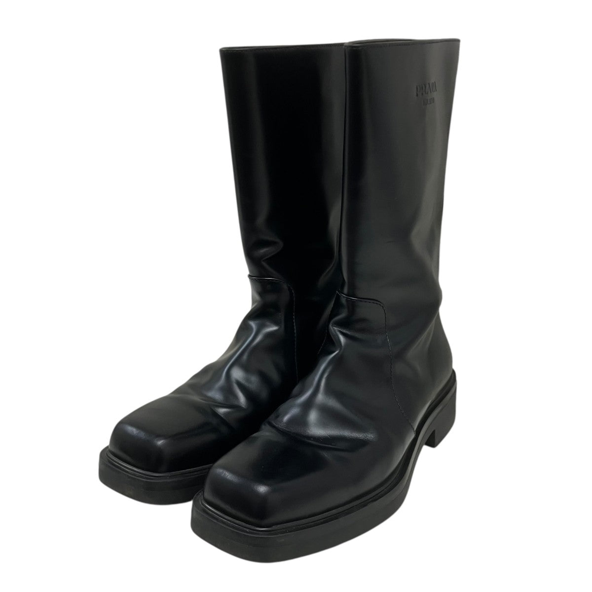 PRADA スクエアレザーブーツ 古着・中古-1枚目のアイテム画像