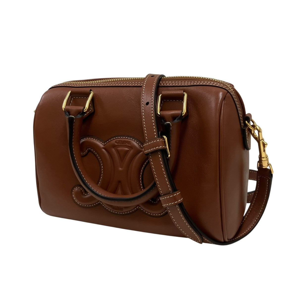 CELINE スモールボストンスムースカーフスキンハンドバッグ 古着・中古-1枚目のアイテム画像