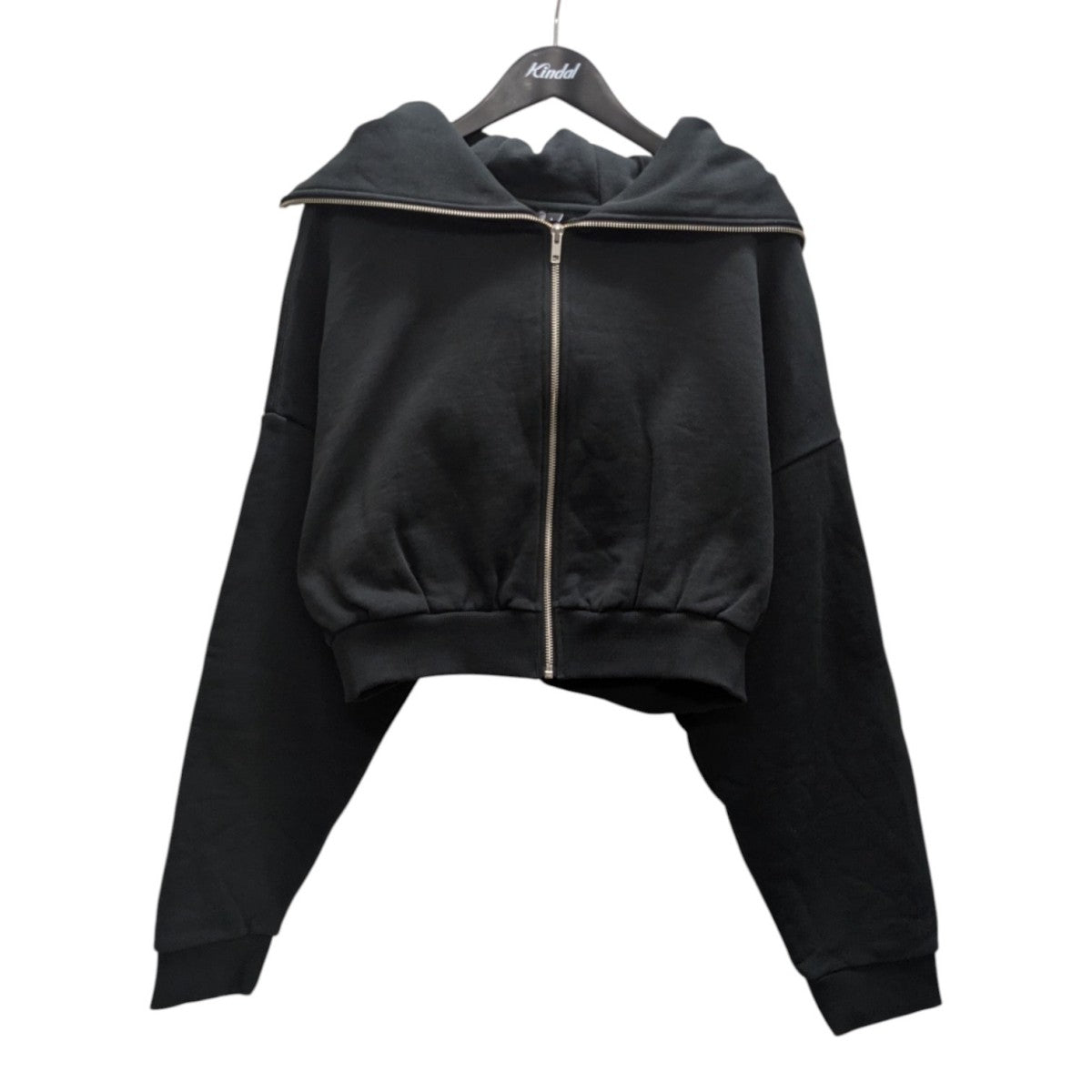 CROPPED FULL ZIP WASHED BLACK ジップパーカー