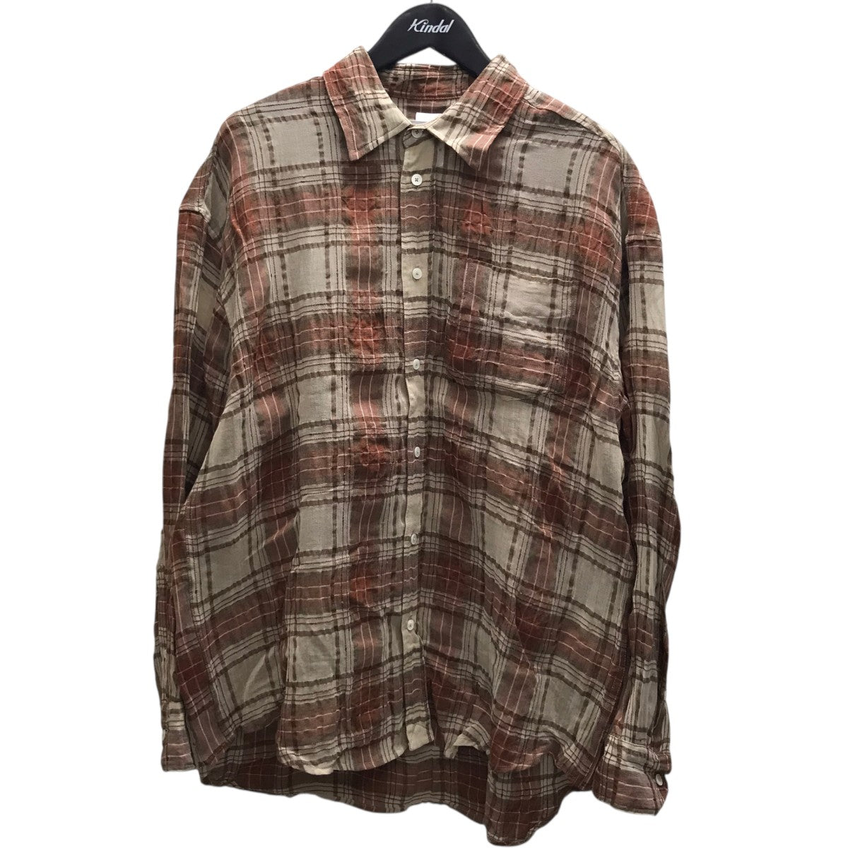 WIDE FIT ROOM SHIRT FADED RED CHECK 長袖チェックシャツ